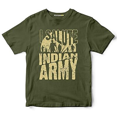 I Salute Indian Army Regular Fit T-Shirt for Men & Women | Indian Military T-Shirt | Super Combed Cotton Round Neck Half Sleeve