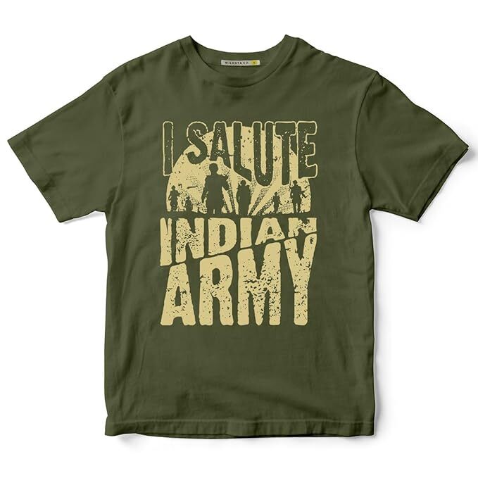 I Salute Indian Army Regular Fit T-Shirt for Men & Women | Indian Military T-Shirt | Super Combed Cotton Round Neck Half Sleeve