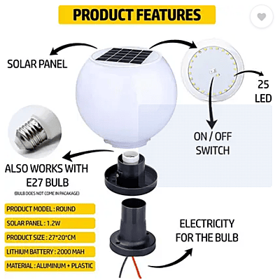 Globe bollard Solar Light Globe bollard Solar Light