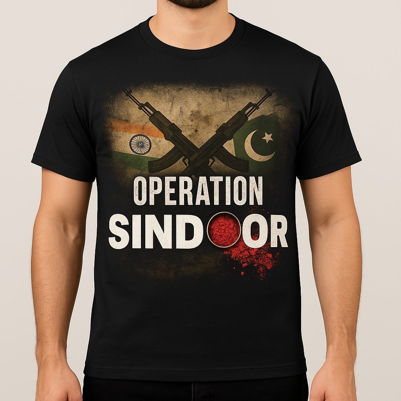 Operation Sindoor Round Neck T-Shirt – Patriotic India Pakistan Strike Tribute Tee