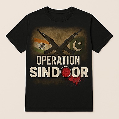 Operation Sindoor Round Neck T-Shirt – Patriotic India Pakistan Strike Tribute Tee