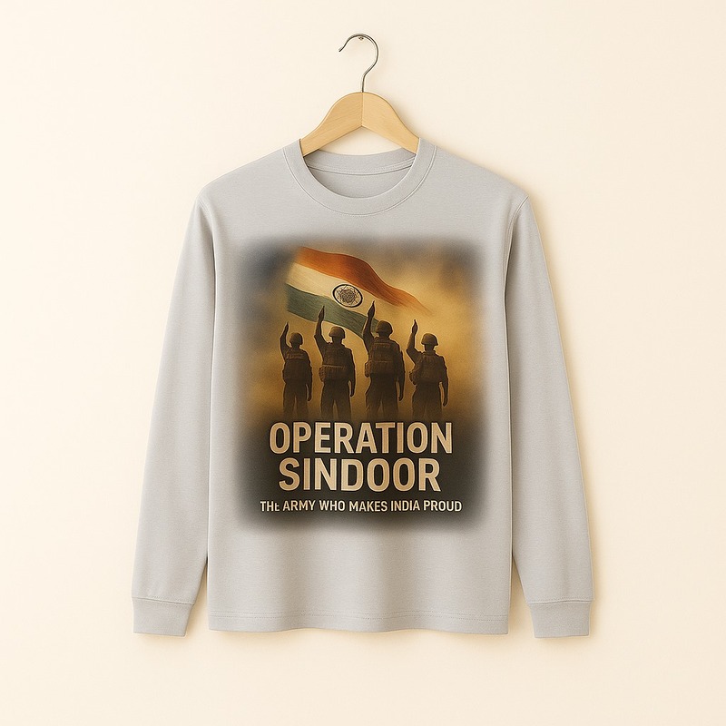 Men's Printed "WITH OPERATION SINDOOR" Full Sleeve Slim Fit T-Shirt – Bold & Trendy Style Men's Printed "WITH OPERATION SINDOOR" Full Sleeve Slim Fit T-Shirt – Bold & Trendy Style