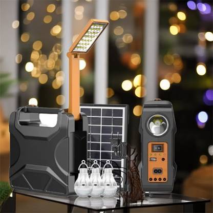 Portable Solar Inverter with 3 Individual 6 Volt LED Hanging Bulbs with 3.75 m Long Wire and AC/DC USB Socket Portable Solar Inverter with 3 Individual 6 Volt LED Hanging Bulbs with 3.75 m Long Wire and AC/DC USB Socket